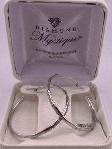 Platinum Over Sterling Silver Hoop Earrings