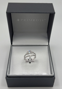 Cubic Zirconia Sterling Silver Band and Ring