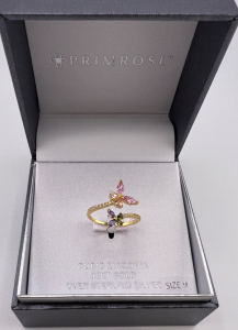 Cubic Zirconia 18kt Gold and Sterling Silver Butterfly Ring
