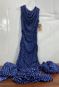 (4) Size Medium Dark Blue and White Polka Dot Full Circle Exchange Empowering Women Dresses NEW with Tags