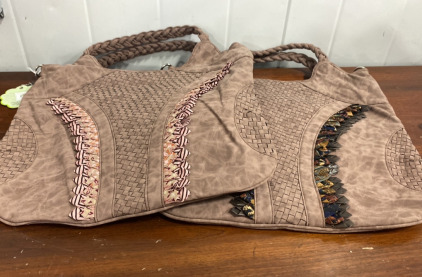 (2) Large Brown Tote Bags