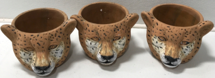 (3) Cheetah Head Garden Pots