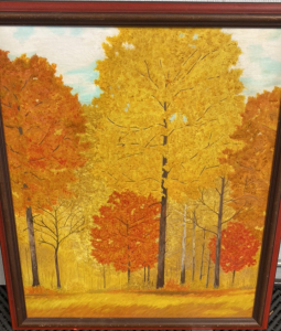 Framed Fall Trees Painting