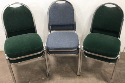 (6) Metal Chairs w/ Fabric Cushions and Backrests