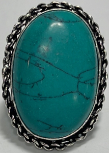 (1) Turquoise Gemstone Ladies Silver .925 Ring Size 7-1/2