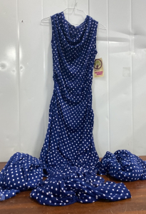 (4) Size Medium Dark Blue and White Polka Dot Full Circle Exchange Empowering Women Dresses NEW with Tags