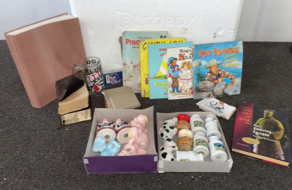 Vintage Children’s Books, Vinatge Bibles, Misc. Salt & Pepper Shakers, Football Stickers, and more! [B]