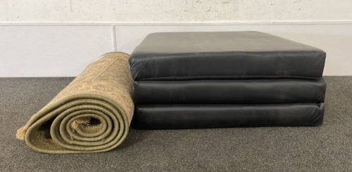 Foldable Mattress, Green Frayed Rug, [FN]