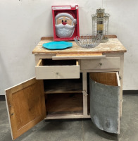 Solid Wood Counter With Cabinets, Drawers, and Cutting Board [FN]