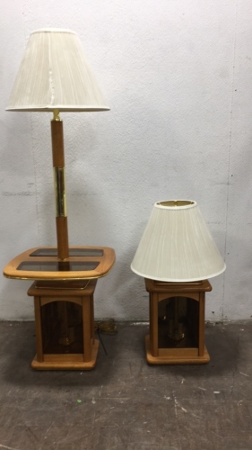 (2) Matching Wood and Mirrored Glass Lamps