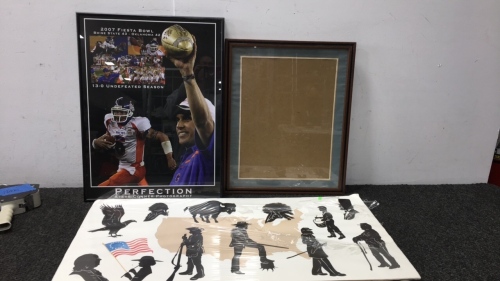 (1) Picture of 2007 Fiesta Bowl with BSU. (1) Wood Picture Frame And More