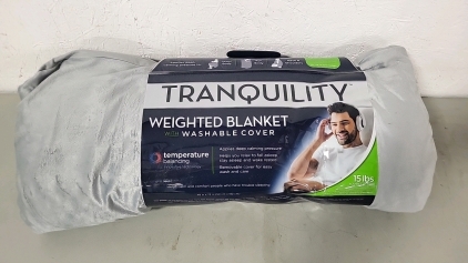 New 15lb Tranquility Weighted Blanket with Washable Cover