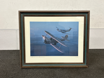 22&rdquo;x 19&rdquo; Russell Munson Framed Print &ldquo;The Classic Beechcraft Model 17 Staggerwing and Super Wing Air 200&rdquo;