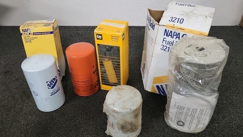 CAT Hydraulic Oil Filter, NAPA Gold Fuel Filters, and Oil Filters