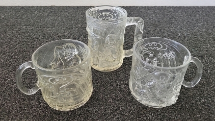 Set of (3) 1995 McDonalds Batman and Robin Collectors Mugs