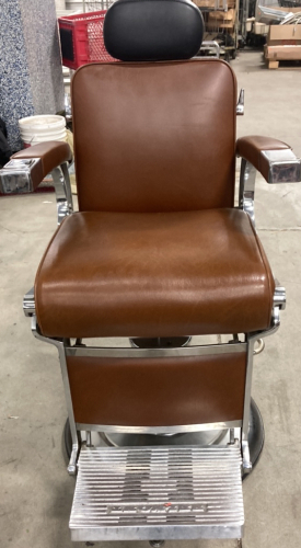Vintage Brown Belmont Brand Barber/ Hair Dresser Chair/ Adams Black Headrests