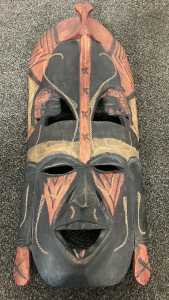 18.5&rdquo; Carved Wooden Mask Marked: Jambo Kenya 1994