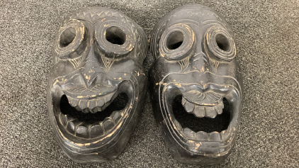 Pair Of Indonesian Carved Wooden Masks