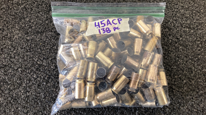 (138) .45 ACP Brass Spent/Unprimed Shellcases