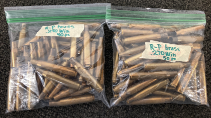 (90) .270 Win Brass Spent/Unprimed Shell Casings