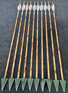 (10) Wood Arrows With Broad Heads