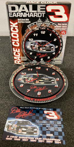 Dale Earnhardt Wall Clock With Real Race Sounds- Battery Operated