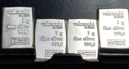 (4) One Gram .999 Fine Silver Bars— Verified Authentic