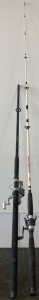 Berkley Big Game Deep Sea Fishing Pole And Celilo Pole Base With Okuma Reel (Missing Tip Of Pole)