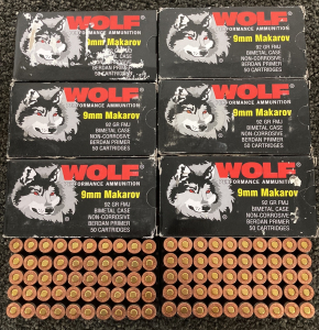 (300) Rnds. Wolf 9mm Makarov Ammo