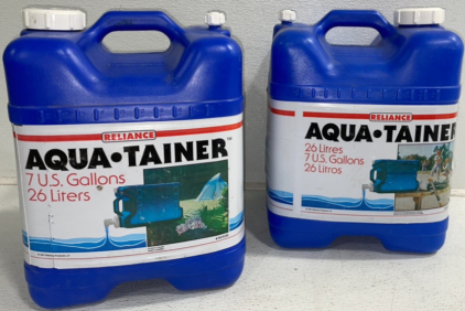 (2) Vintage Aqua-Tainer* 7 Gallon Water Container