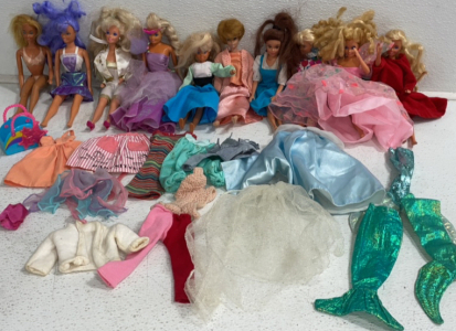 (10) Barbie* Dolls And Various Clothing