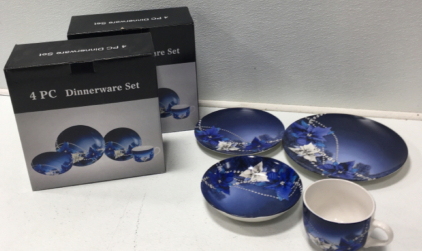 (2) 4PC Blue Dinnerware Sets