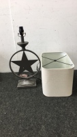 Bronze Finished Star Lamp With Oatmeal Colored Lamp Shade