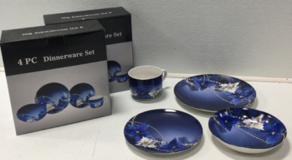 (2) 4PC Blue Dinnerware Sets