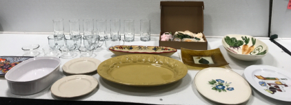 (12) Glassware. (4) Glass Bowls. Plates. And More.