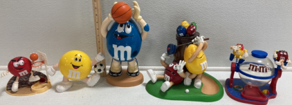 (5) Sports/Activities Themed M&M Candy Dispensers