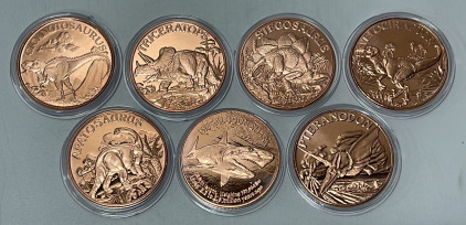 (7) Piece Set (Dinosaur) .999 Fine Copper Rounds