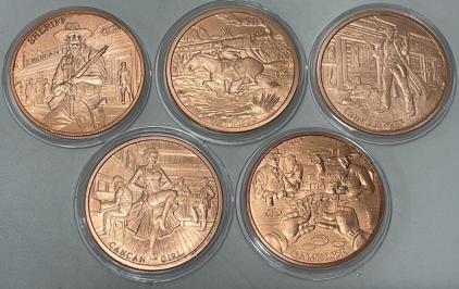 (5) Piece Set (Wild West Series) 1oz .999 Fine Copper Rounds