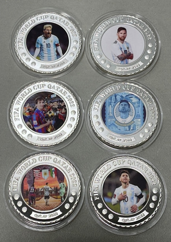 (6) FIFA World Cup Qatar 2022 Lionel Messi Collectible Silver Toned Coins