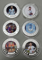 (6) FIFA World Cup Qatar 2022 Lionel Messi Collectible Silver Toned Coins
