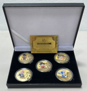 Set of (5) Dragonball Collectors Coins In Case W/ COA