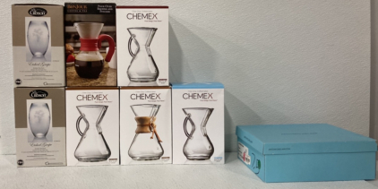 (2) Gibson Vases-Bonjour Pitcher-(4) Chemex Coffe Maker-Antoniomelani Shoes