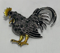 (1) Black & Silver Toned Rooster Pin