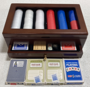Poker Set and (4) Open Decks of Cards