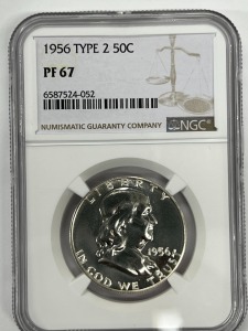 1956 PF67 NGC GEM PROOF FRANKLIN HALF DOLLAR
