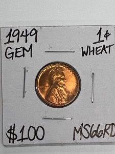 1949 MS66RD RED GEM WHEAT COPPER PENNY