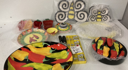 Pepper and Bee Themed Plates