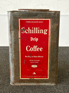 Antique Schilling Drip Coffee Can 9 1/4&rdquo;x 9 1/4&rdquo;x 13 1/2&rdquo;