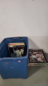 Tote of Vintage Vinyl Records, The Beetles, Ray Charles, The Animals and More