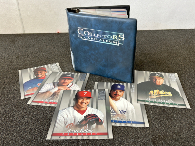 Binder with Baseball Card Collection and Donruss Studios Portraits